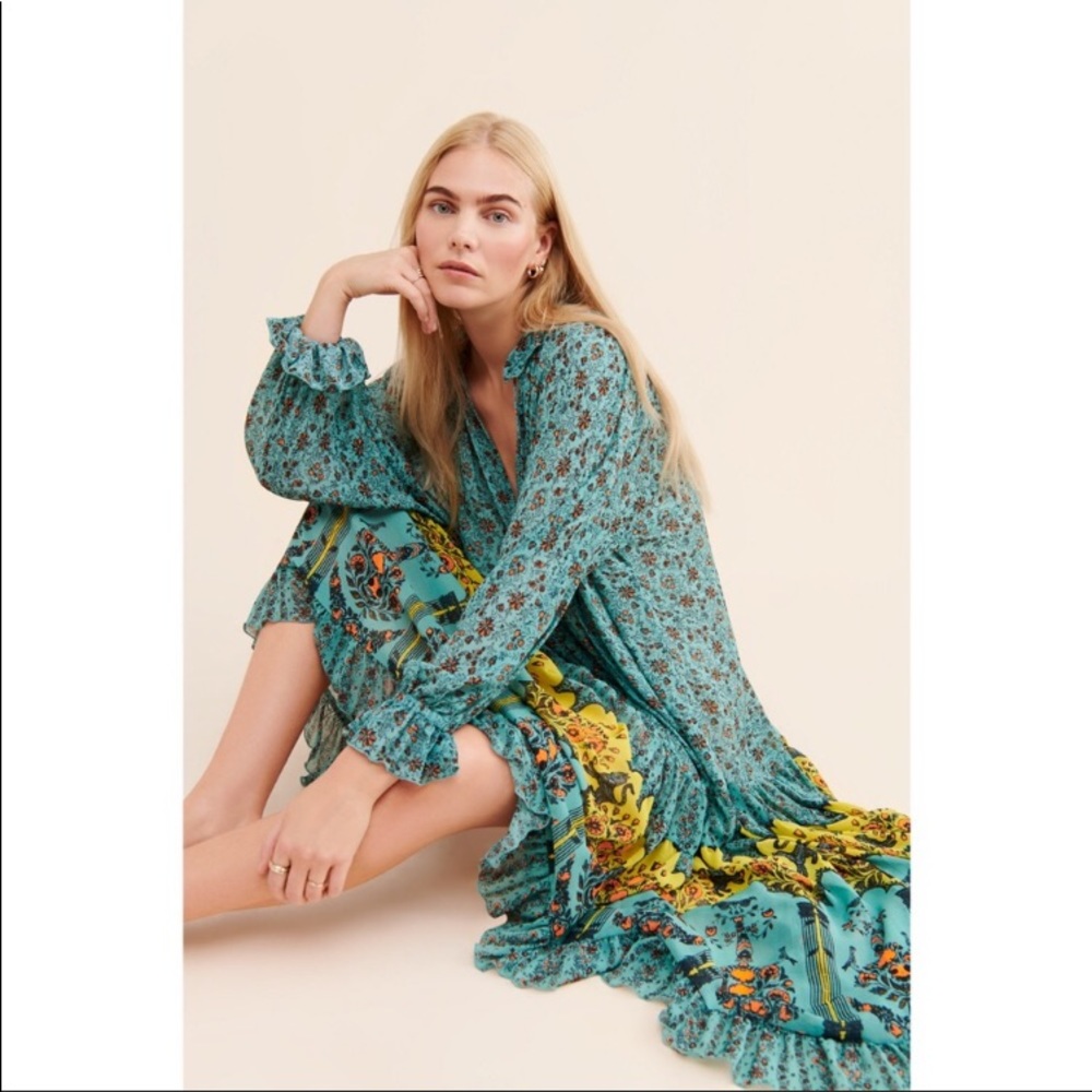 NWT Free People Feeling Groovy Green XS maxi dress
